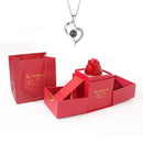 HotRose Conjunto con collar “te amo el 100 idiomas” en caja de rosa ascendente - [PROMOCIÓN DISPONIBLE SOLO HOY]