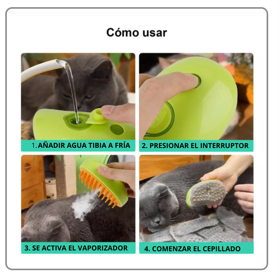 SoftSteam Cepillo Vaporizador Para Mascotas 3 en 1 - [PROMOCIÓN DISPONIBLE SOLO HOY]