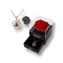 BestWishes Caja de Rosa Eterna | Collar "Te Amo" en 100 Idiomas en Oro Rosa + Bolsa de Regalo Gratis - [PROMOCIÓN DISPONIBLE SOLO HOY]